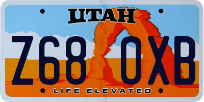 UT license plate Z680XB