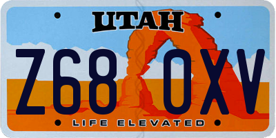 UT license plate Z680XV