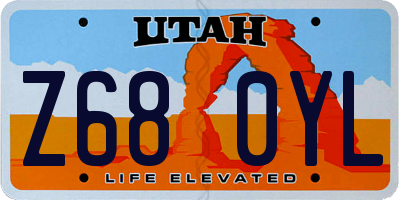 UT license plate Z680YL