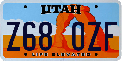 UT license plate Z680ZF