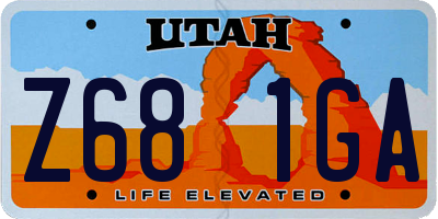UT license plate Z681GA
