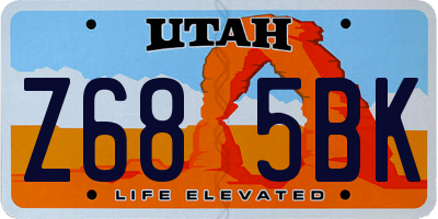 UT license plate Z685BK