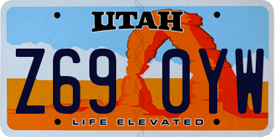UT license plate Z690YW