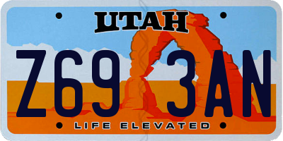 UT license plate Z693AN