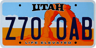 UT license plate Z700AB