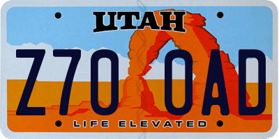 UT license plate Z700AD