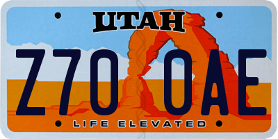 UT license plate Z700AE