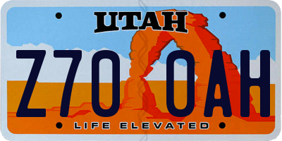 UT license plate Z700AH