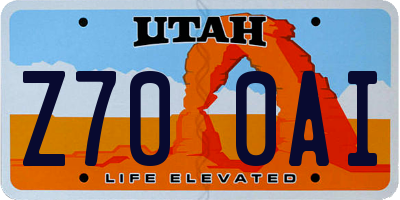 UT license plate Z700AI