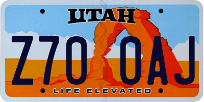 UT license plate Z700AJ