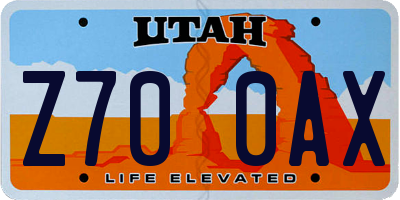 UT license plate Z700AX