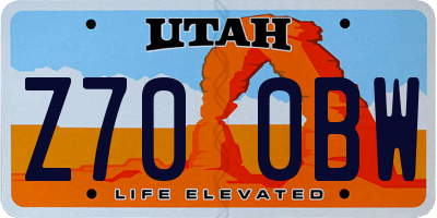 UT license plate Z700BW