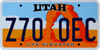 UT license plate Z700EC