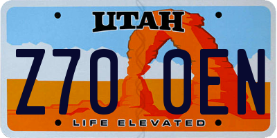 UT license plate Z700EN