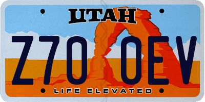 UT license plate Z700EV
