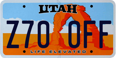 UT license plate Z700FF