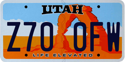 UT license plate Z700FW