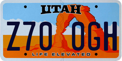 UT license plate Z700GH