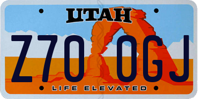 UT license plate Z700GJ