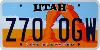 UT license plate Z700GW