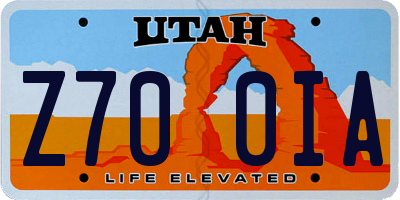 UT license plate Z700IA