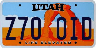 UT license plate Z700ID