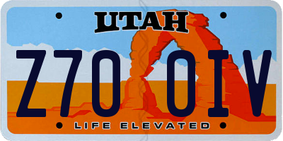 UT license plate Z700IV