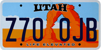 UT license plate Z700JB