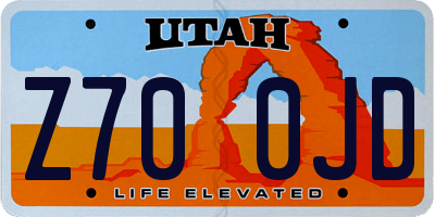 UT license plate Z700JD