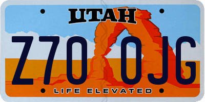 UT license plate Z700JG