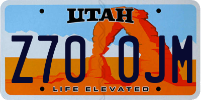 UT license plate Z700JM
