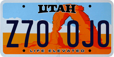 UT license plate Z700JO