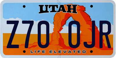 UT license plate Z700JR