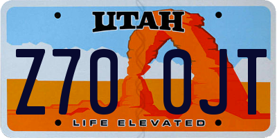 UT license plate Z700JT
