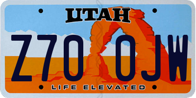 UT license plate Z700JW