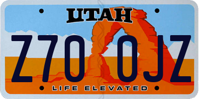 UT license plate Z700JZ