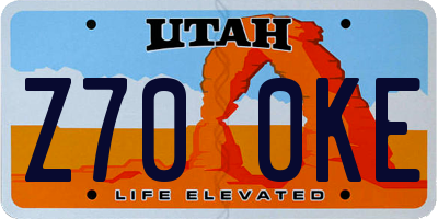 UT license plate Z700KE