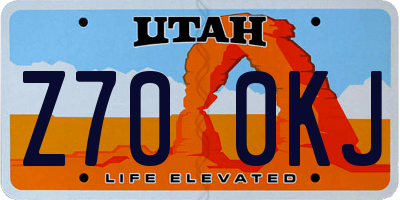 UT license plate Z700KJ