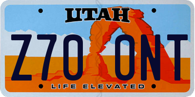 UT license plate Z700NT