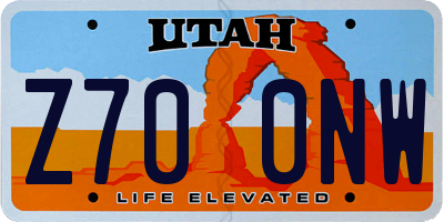UT license plate Z700NW