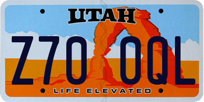 UT license plate Z700QL