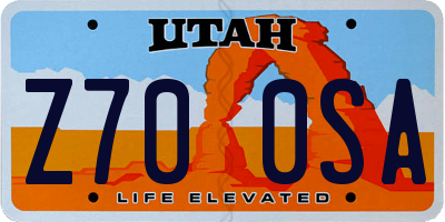 UT license plate Z700SA
