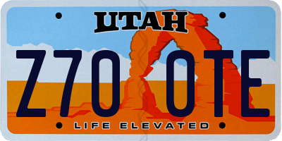 UT license plate Z700TE