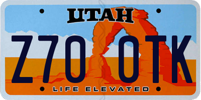UT license plate Z700TK