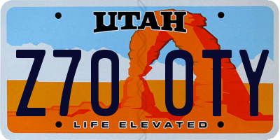 UT license plate Z700TY