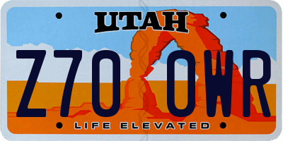 UT license plate Z700WR