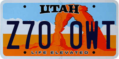 UT license plate Z700WT