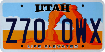 UT license plate Z700WX