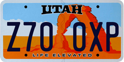 UT license plate Z700XP
