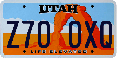 UT license plate Z700XQ